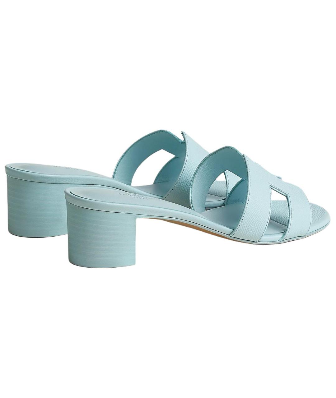 HERMES Голубые кожаные сандалии, фото 4