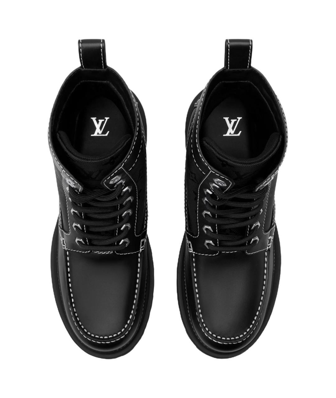 LOUIS VUITTON Черные кожаные высокие ботинки, фото 5
