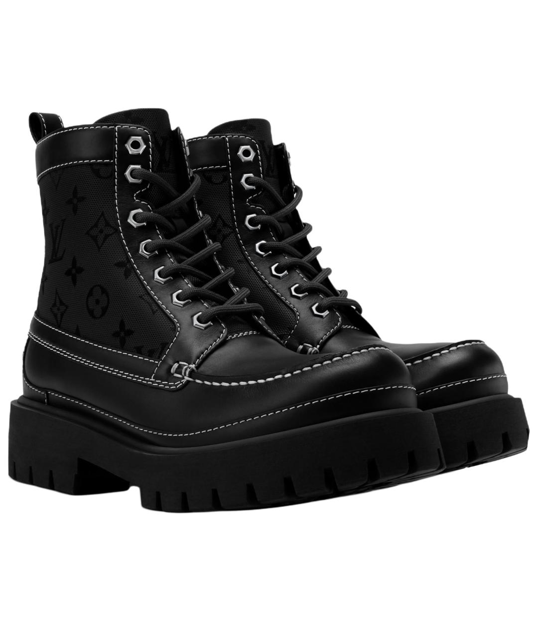 LOUIS VUITTON Черные кожаные высокие ботинки, фото 3