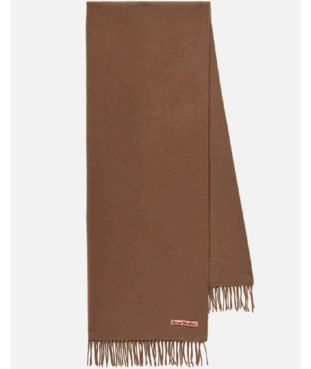 ACNE STUDIOS Коричневый шерстяной шарф, фото 8