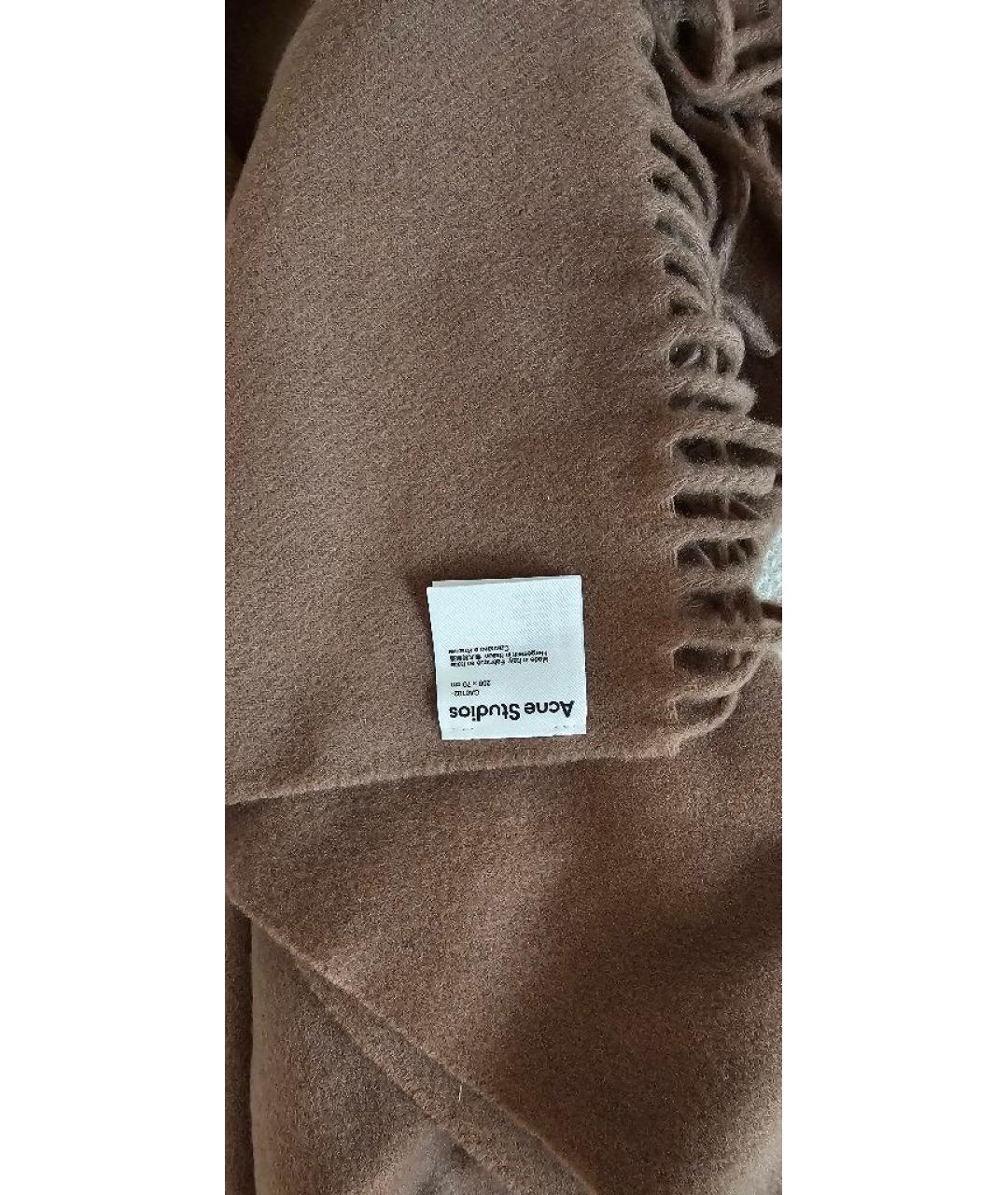 ACNE STUDIOS Коричневый шерстяной шарф, фото 7