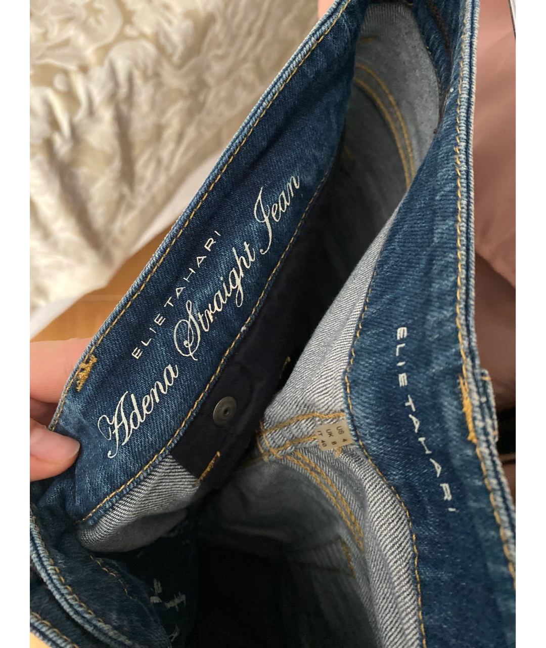 ELIE TAHARI Синие хлопко-эластановые прямые джинсы, фото 3