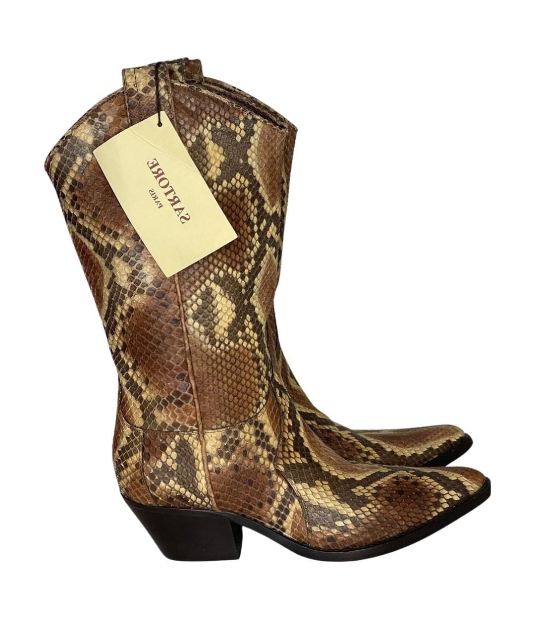 SARTORE Коричневые сапоги из экзотической кожи, фото 1