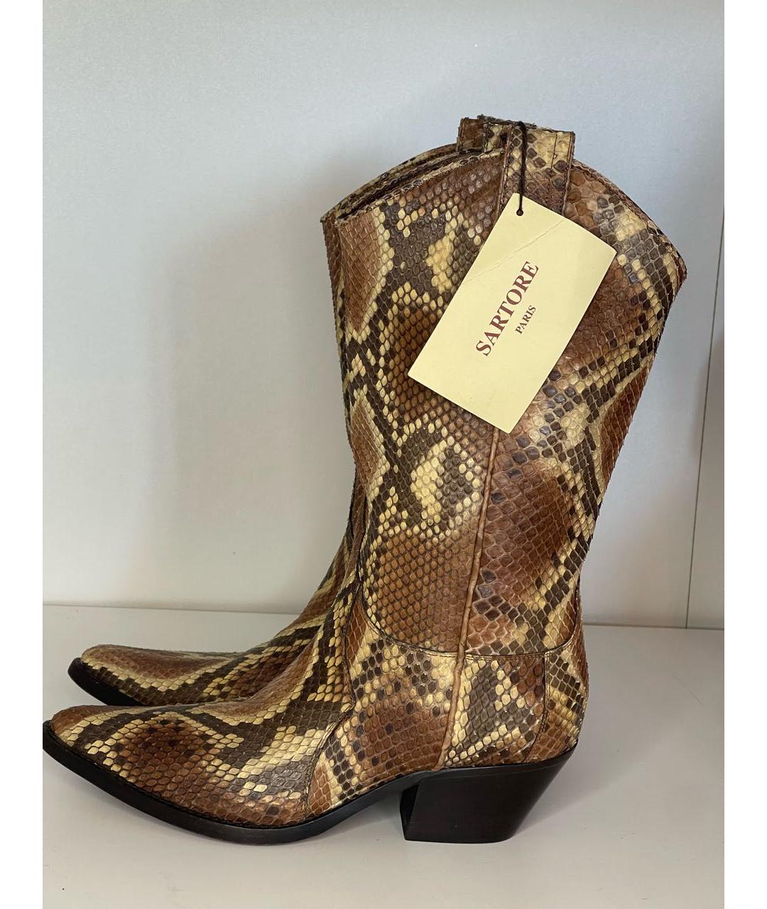 SARTORE Коричневые сапоги из экзотической кожи, фото 8