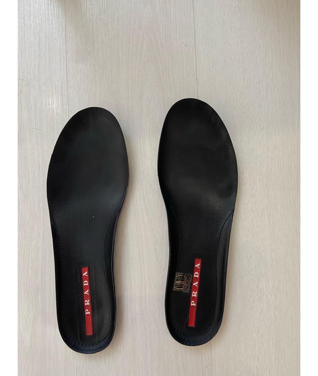 PRADA Черные кожаные низкие кроссовки / кеды, фото 5