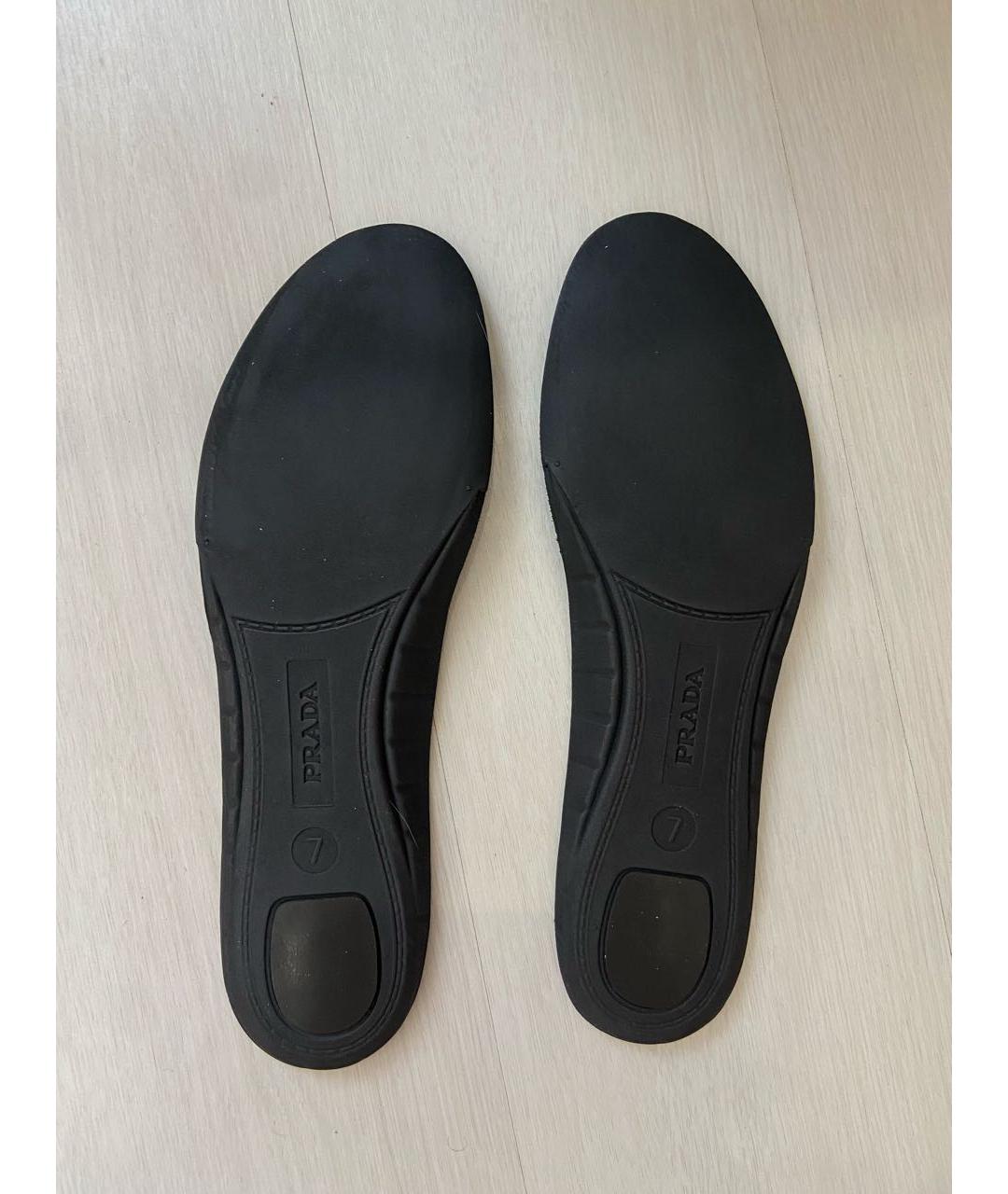 PRADA Черные кожаные низкие кроссовки / кеды, фото 6