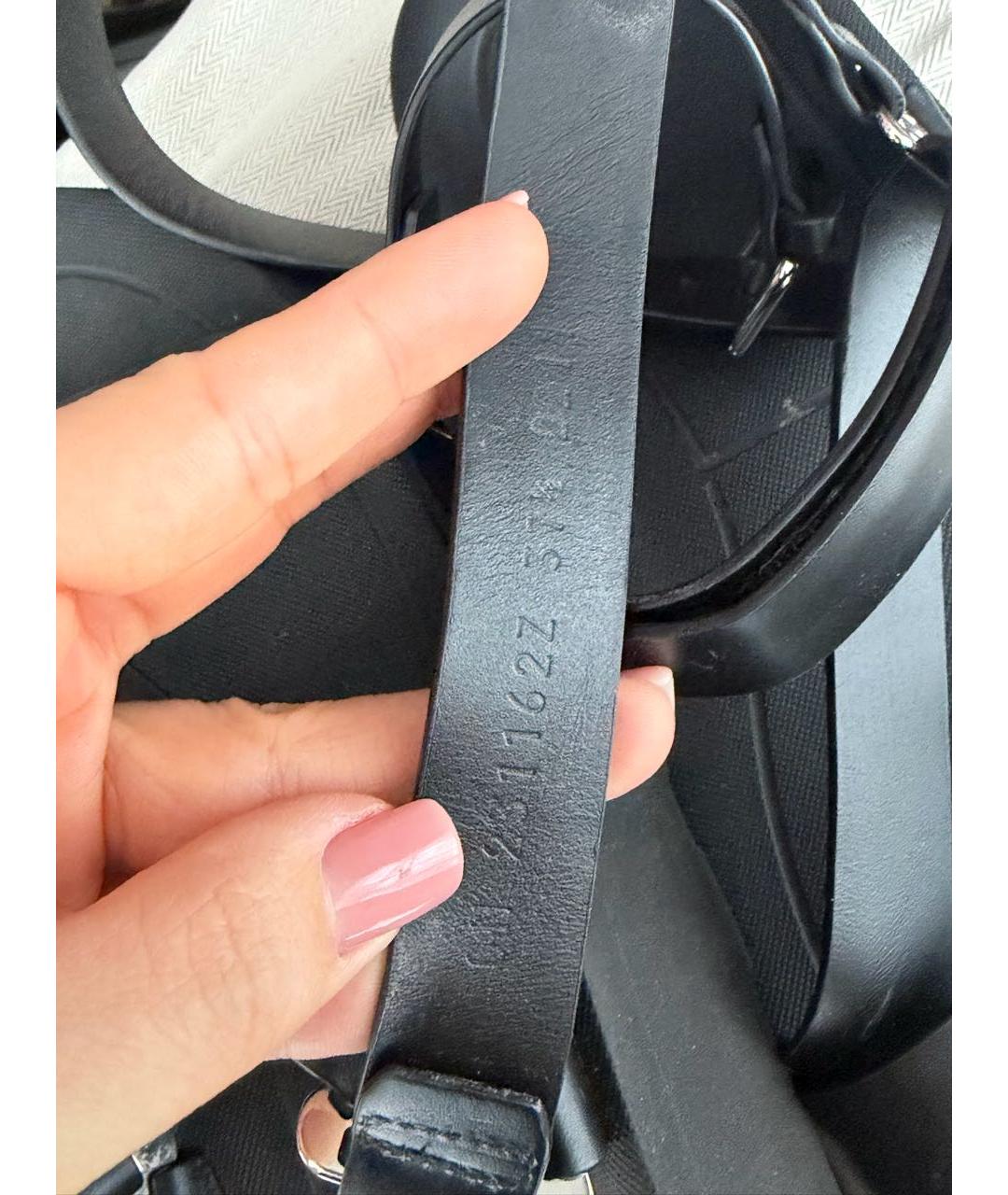 HERMES Черные кожаные сандалии, фото 6