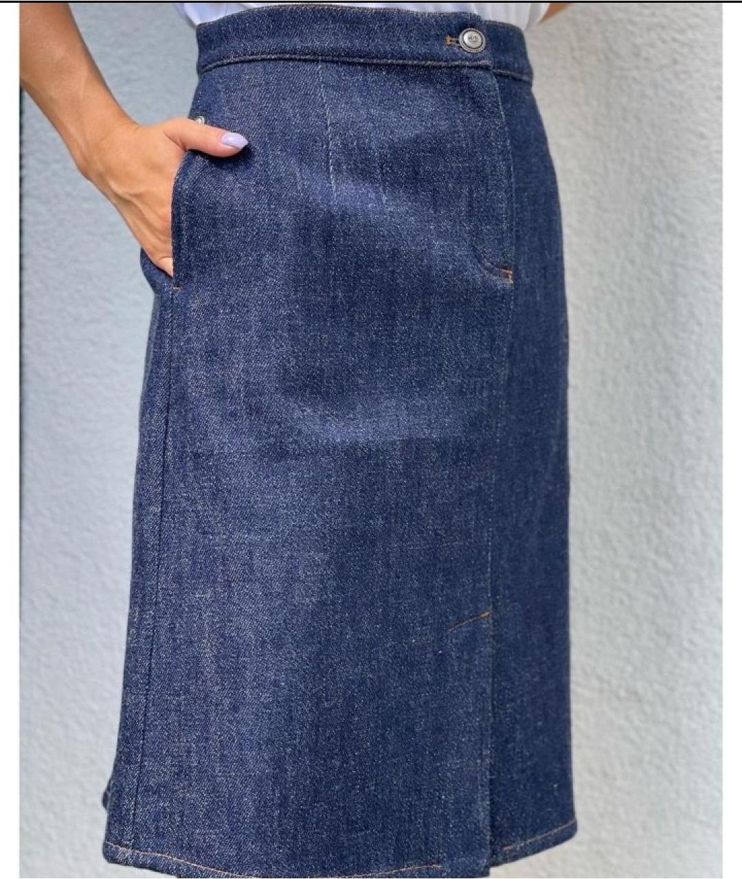 CHANEL Темно-синяя юбка миди, фото 3