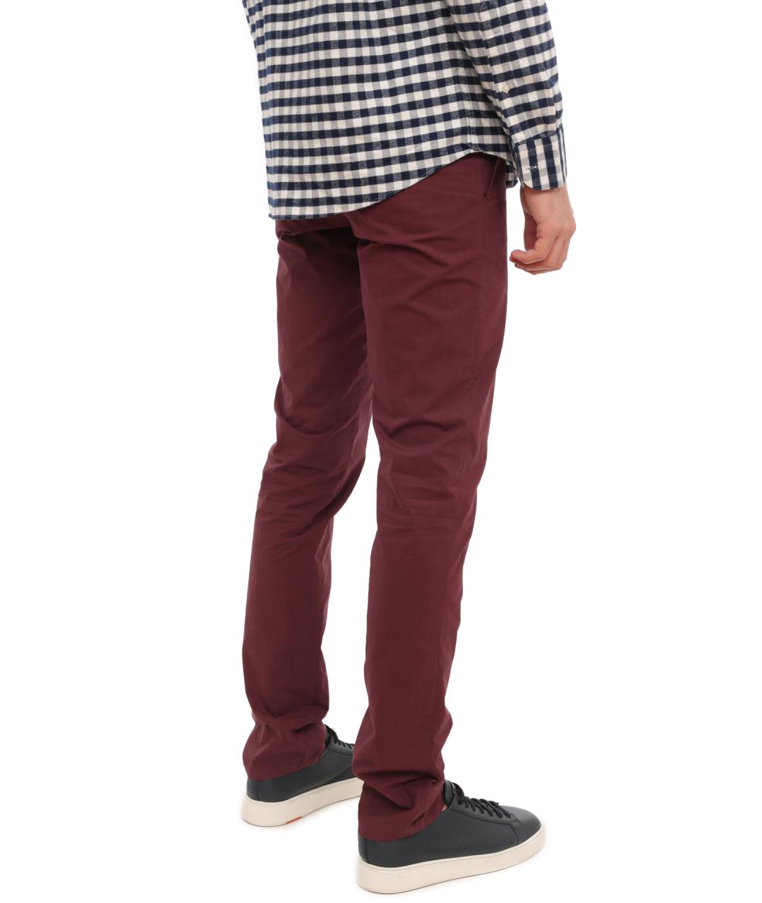 BRUNELLO CUCINELLI Бордовые хлопковые повседневные брюки, фото 3