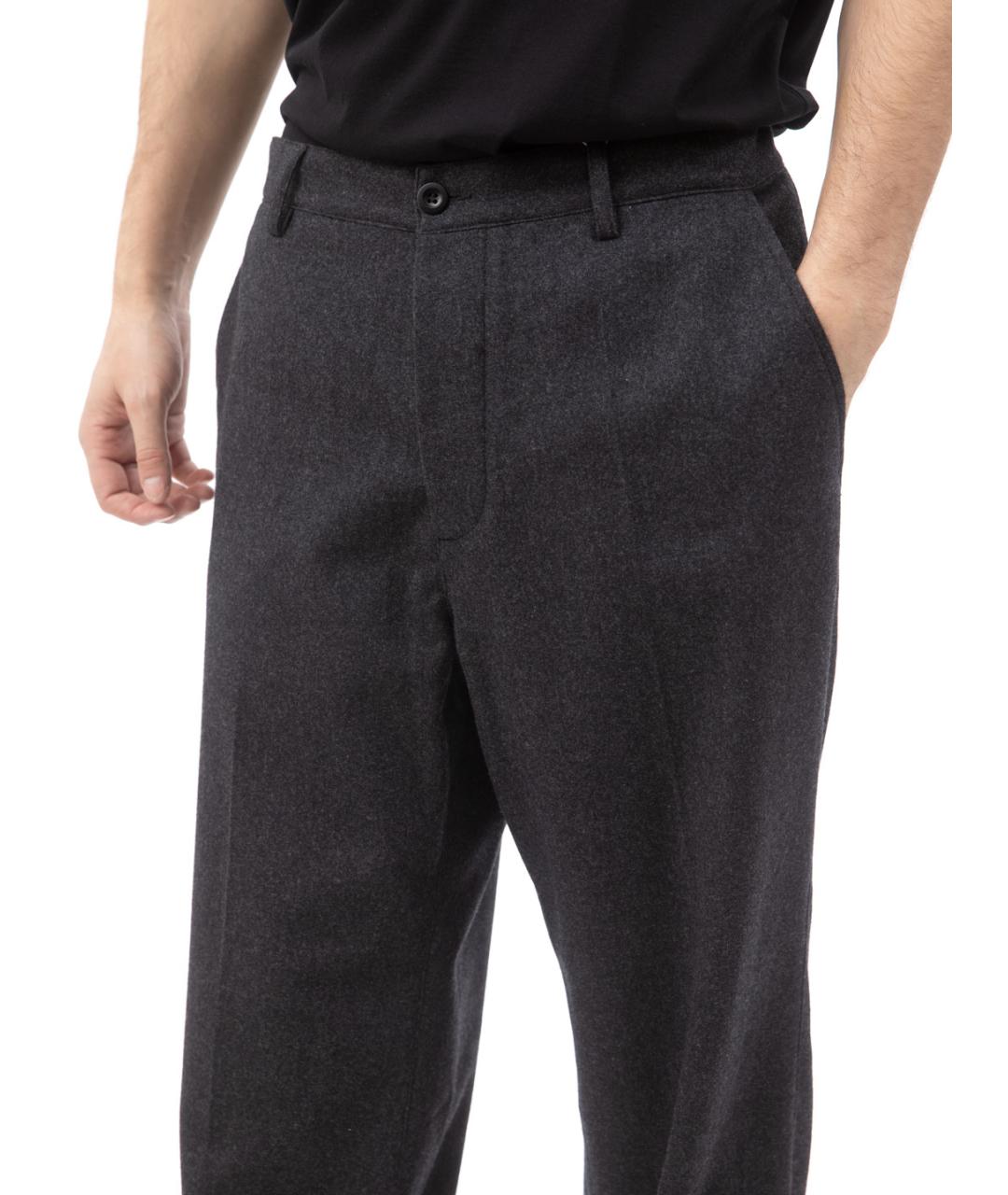 MAISON MARGIELA Антрацитовые шерстяные повседневные брюки, фото 3