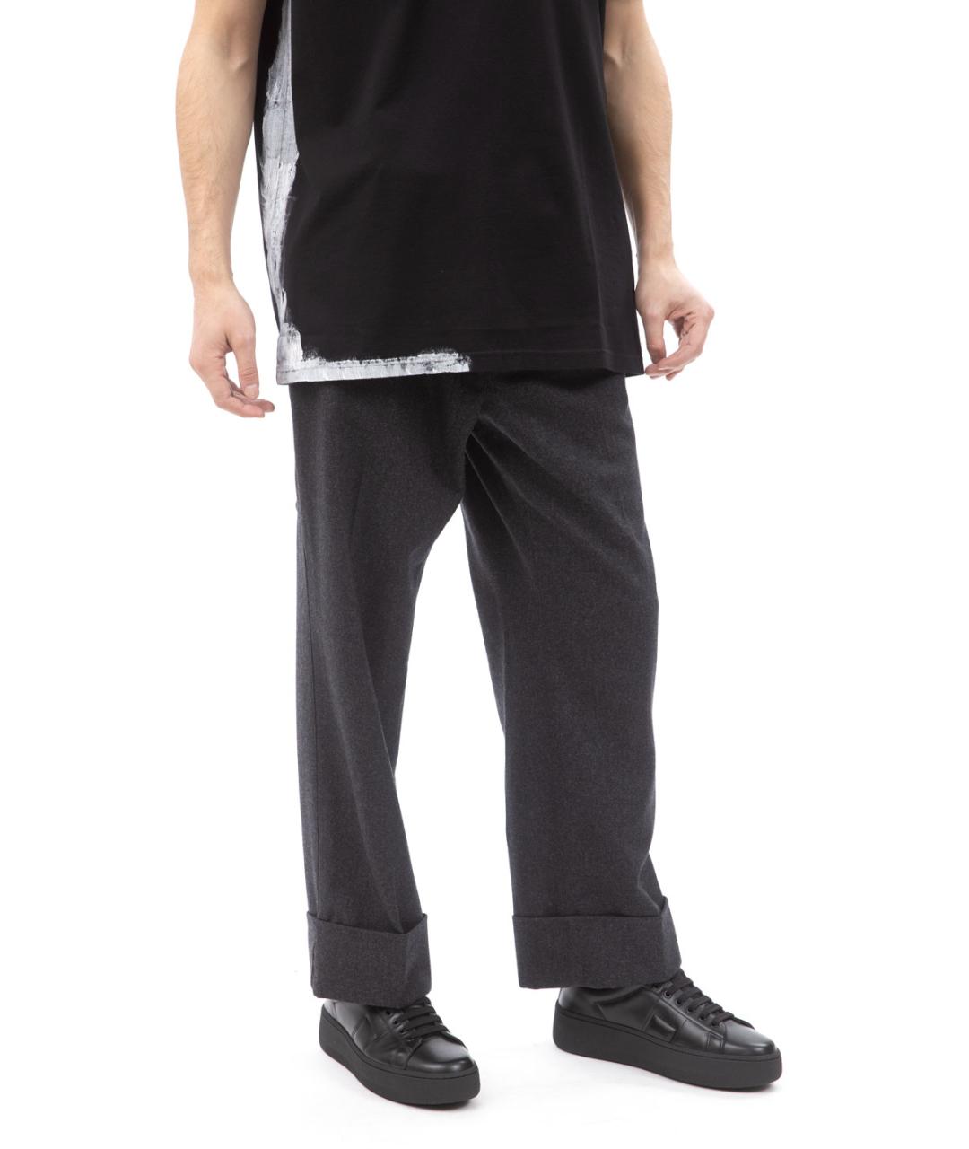 MAISON MARGIELA Антрацитовые шерстяные повседневные брюки, фото 2