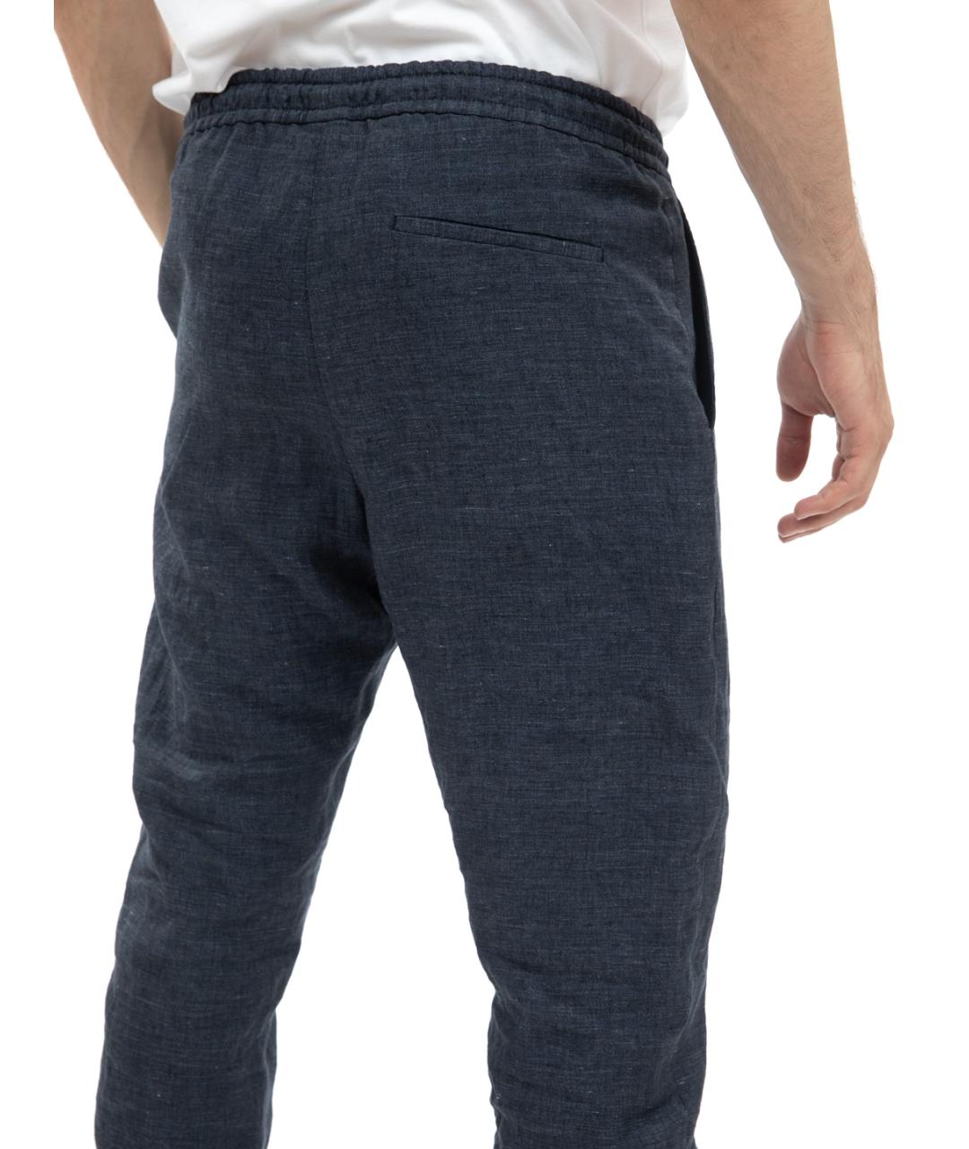 EMPORIO ARMANI Синие льняные повседневные брюки, фото 2