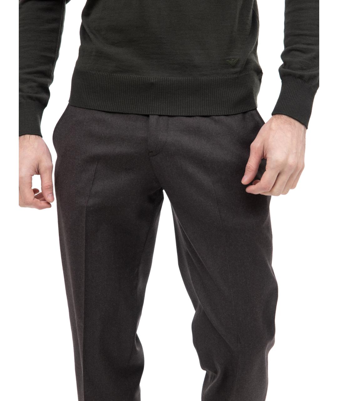 EMPORIO ARMANI Серые шерстяные брюки чинос, фото 3