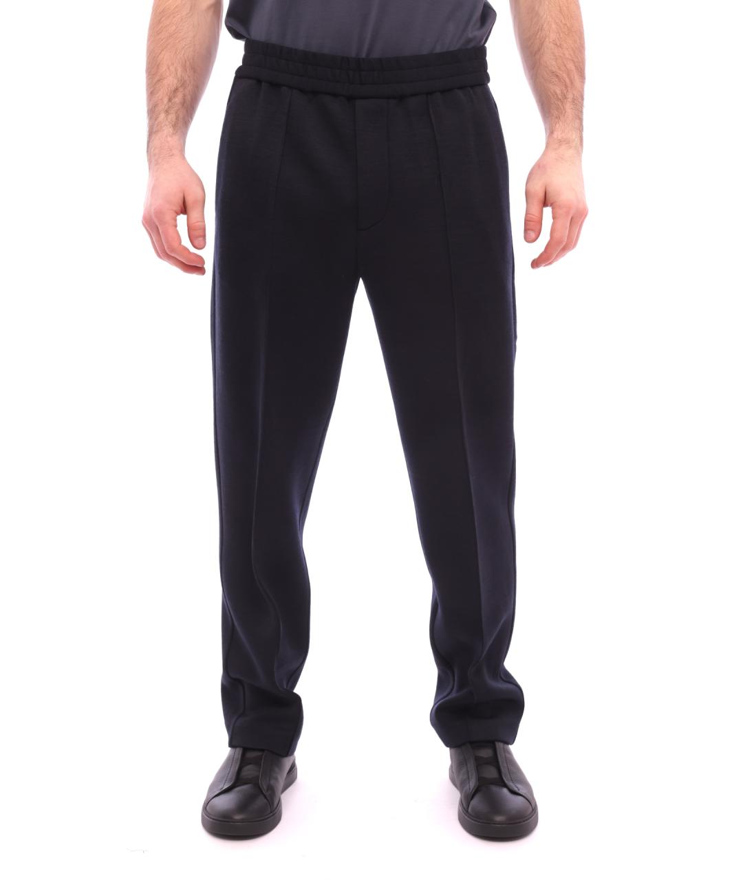 EMPORIO ARMANI Темно-синие хлопковые повседневные брюки, фото 2