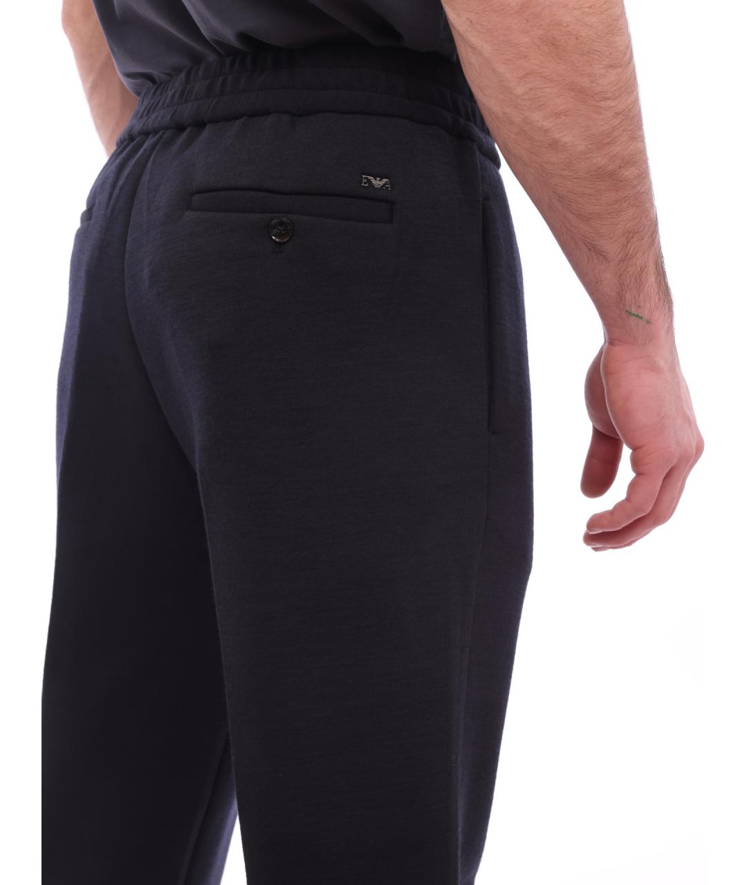 EMPORIO ARMANI Темно-синие хлопковые повседневные брюки, фото 5