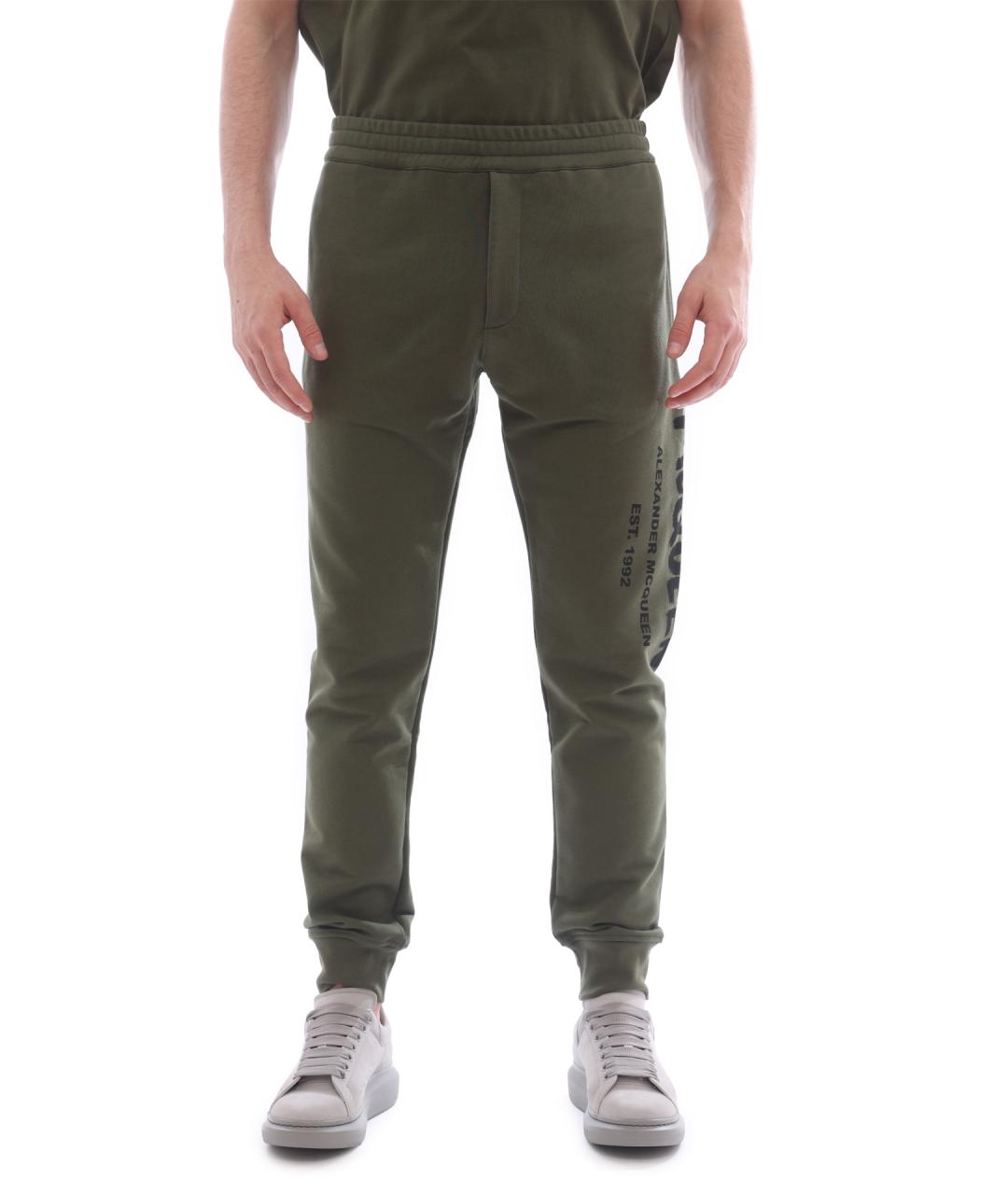 ALEXANDER MCQUEEN Хаки хлопковые повседневные брюки, фото 3