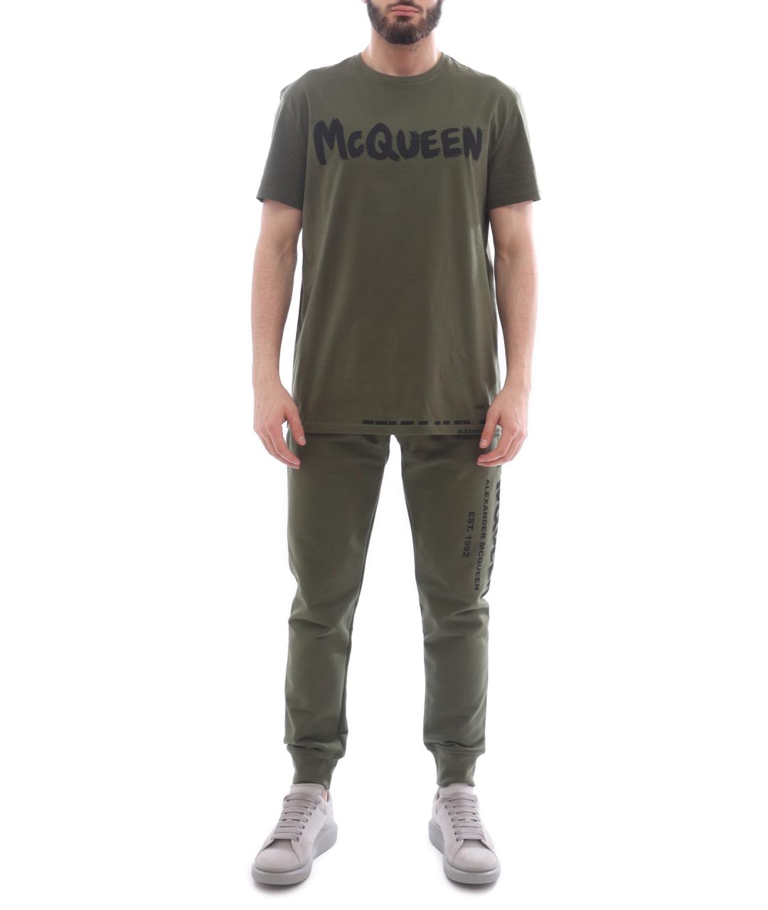 ALEXANDER MCQUEEN Хаки хлопковые повседневные брюки, фото 2