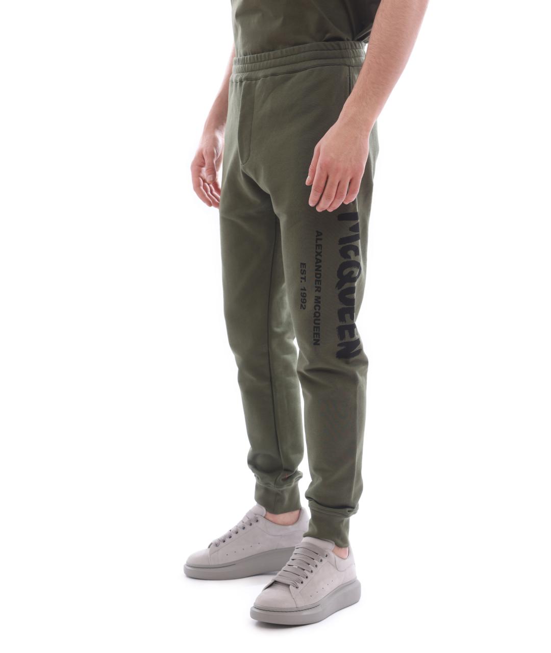 ALEXANDER MCQUEEN Хаки хлопковые повседневные брюки, фото 4