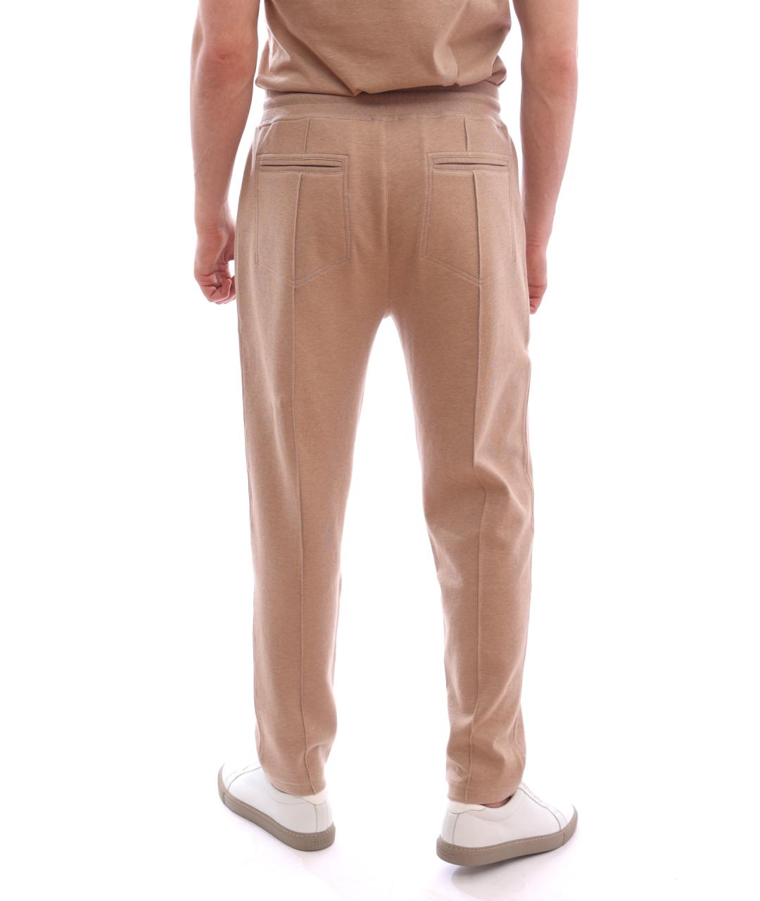 BRUNELLO CUCINELLI Бежевые хлопковые повседневные брюки, фото 4