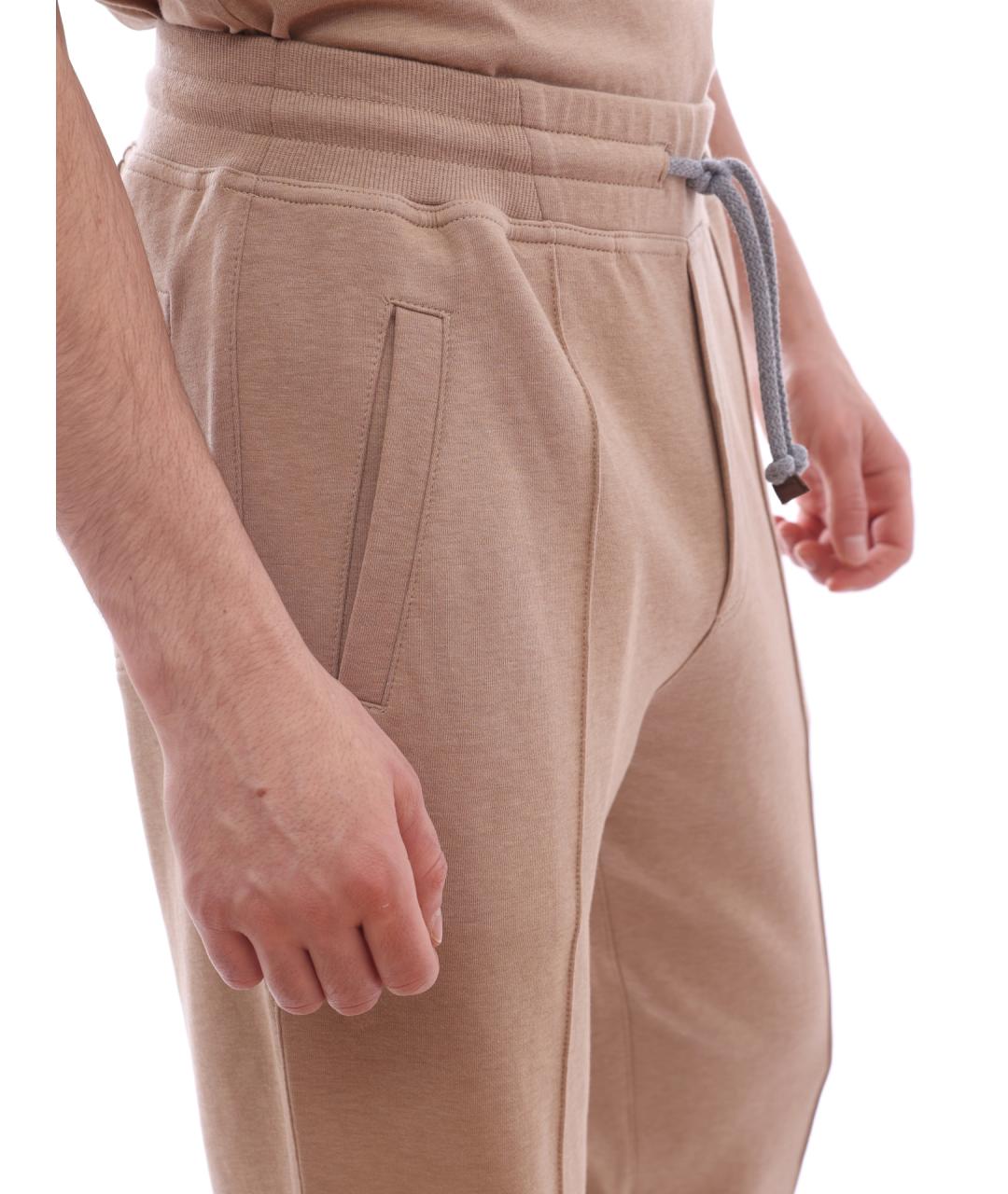 BRUNELLO CUCINELLI Бежевые хлопковые повседневные брюки, фото 7