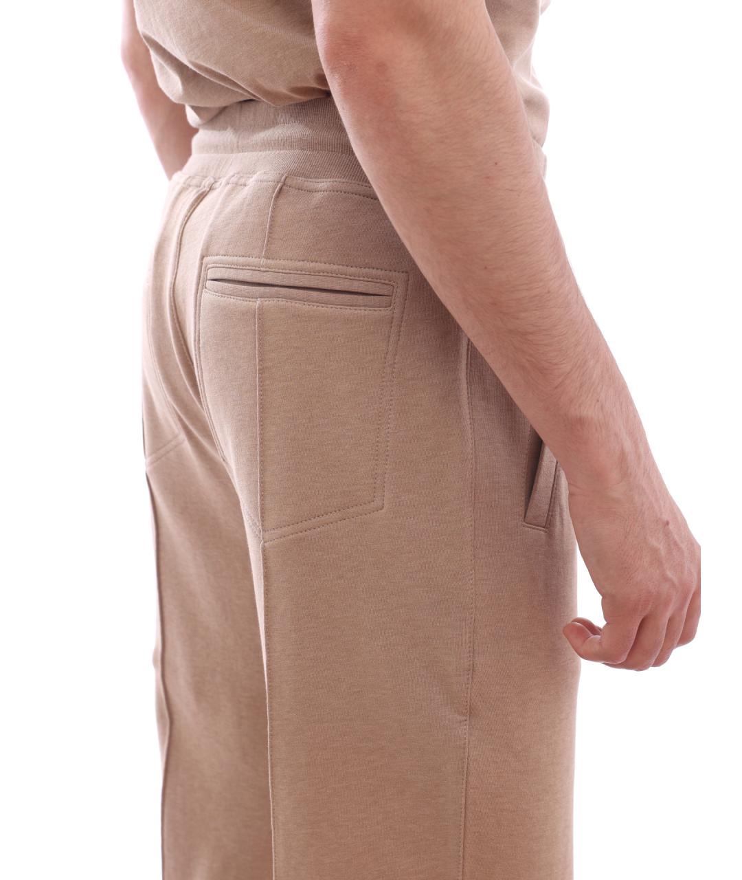 BRUNELLO CUCINELLI Бежевые хлопковые повседневные брюки, фото 6