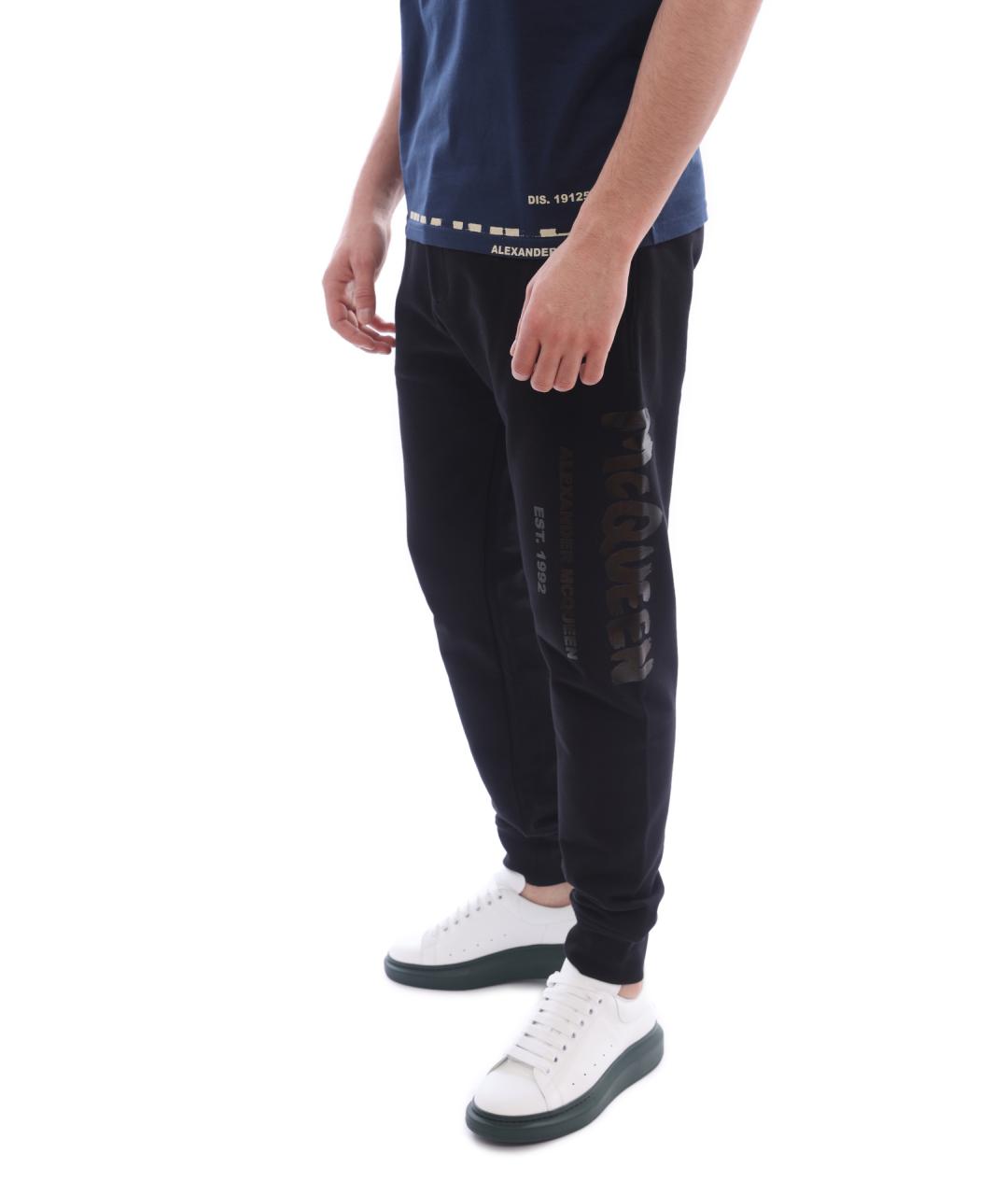 ALEXANDER MCQUEEN Черные хлопковые повседневные брюки, фото 3