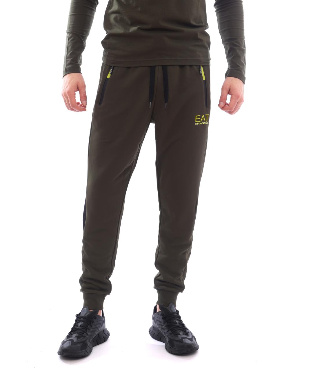 EA7 Зеленые полиэстеровые повседневные брюки, фото 1