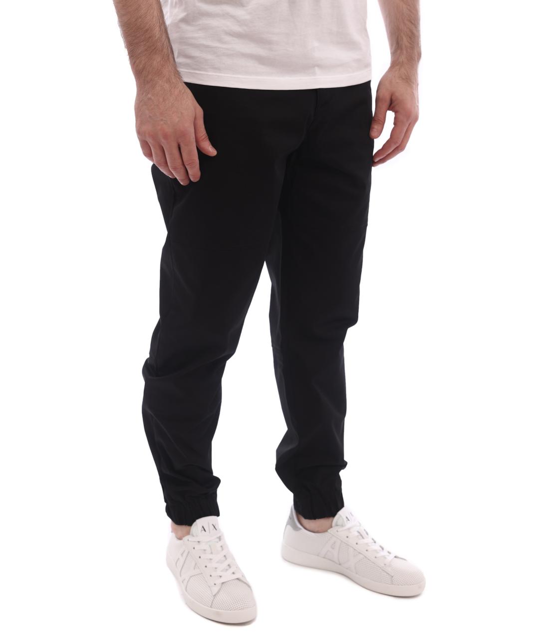 ARMANI EXCHANGE Черные хлопковые повседневные брюки, фото 3