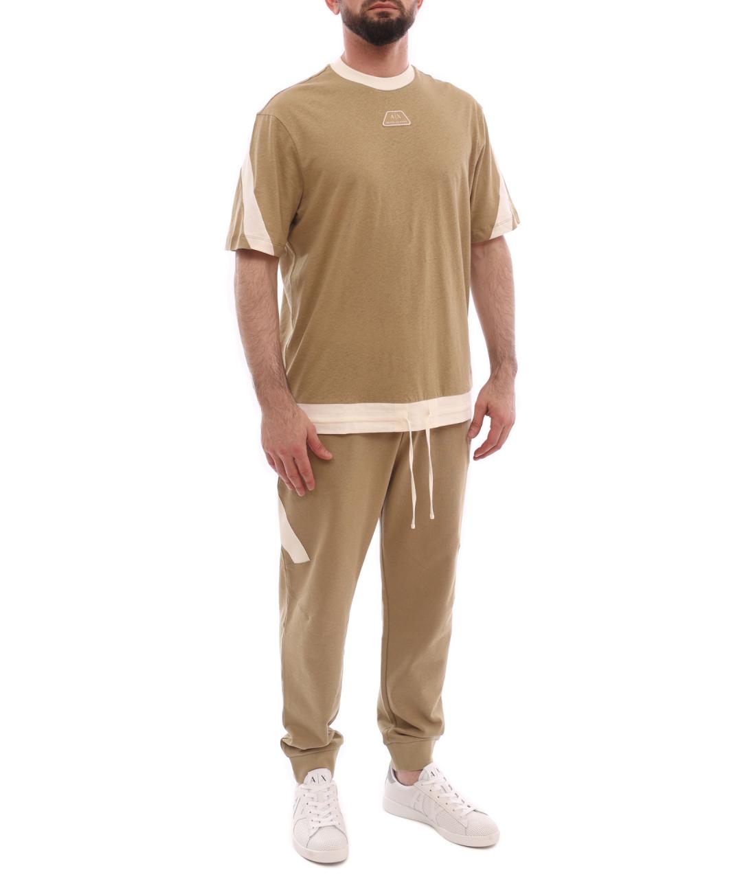 ARMANI EXCHANGE Бежевые хлопковые повседневные брюки, фото 4