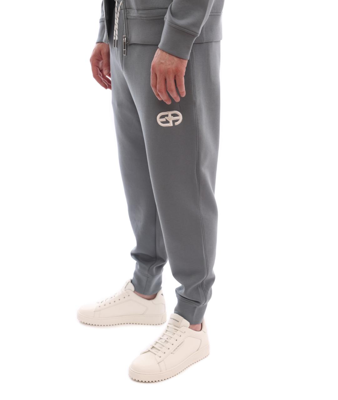 EMPORIO ARMANI Серые хлопковые повседневные брюки, фото 5