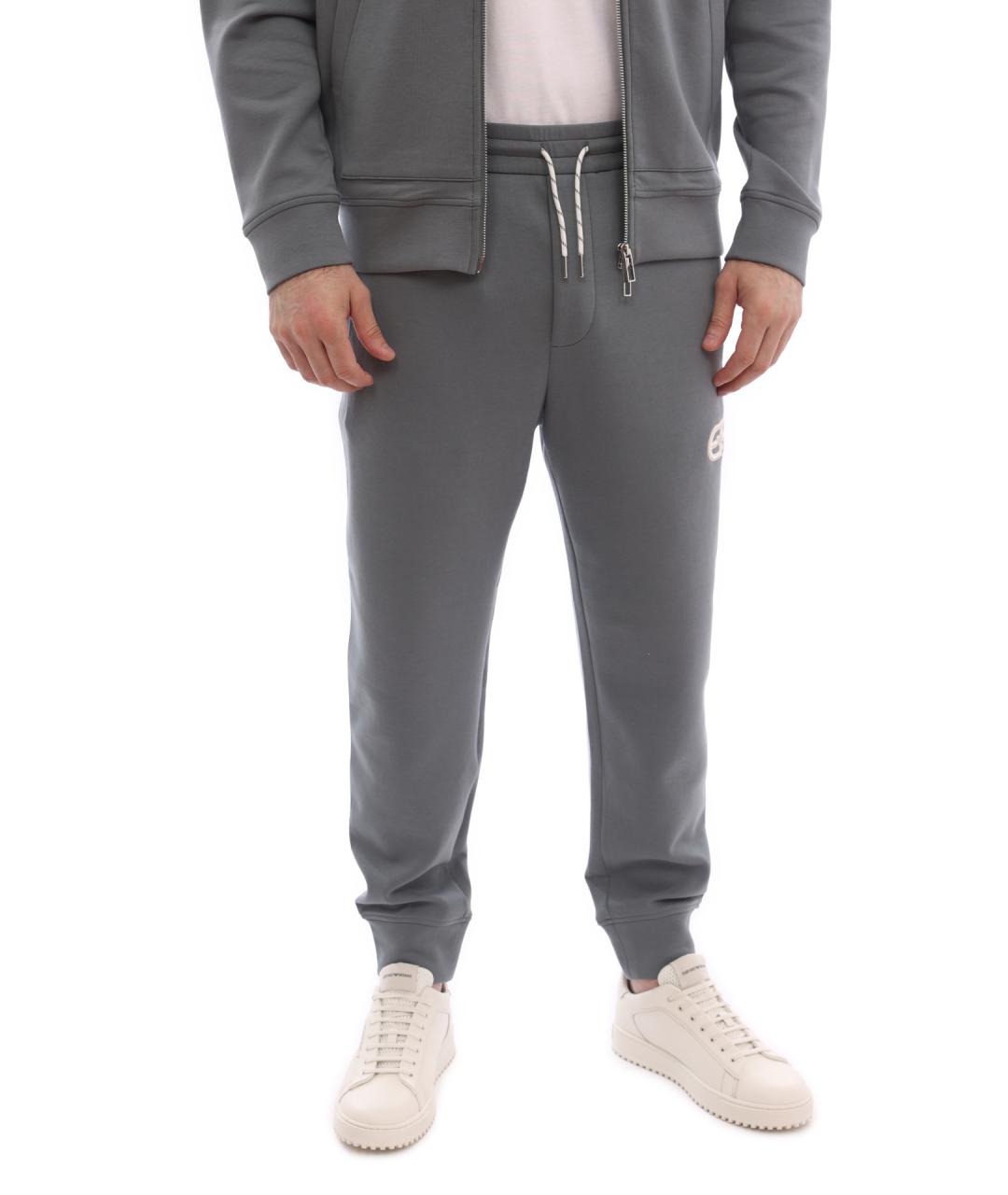 EMPORIO ARMANI Серые хлопковые повседневные брюки, фото 1