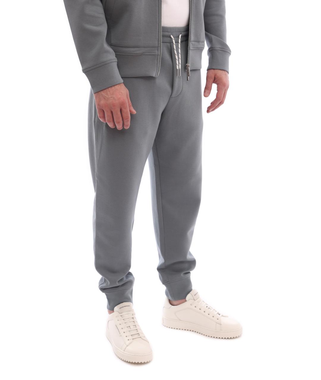 EMPORIO ARMANI Серые хлопковые повседневные брюки, фото 6