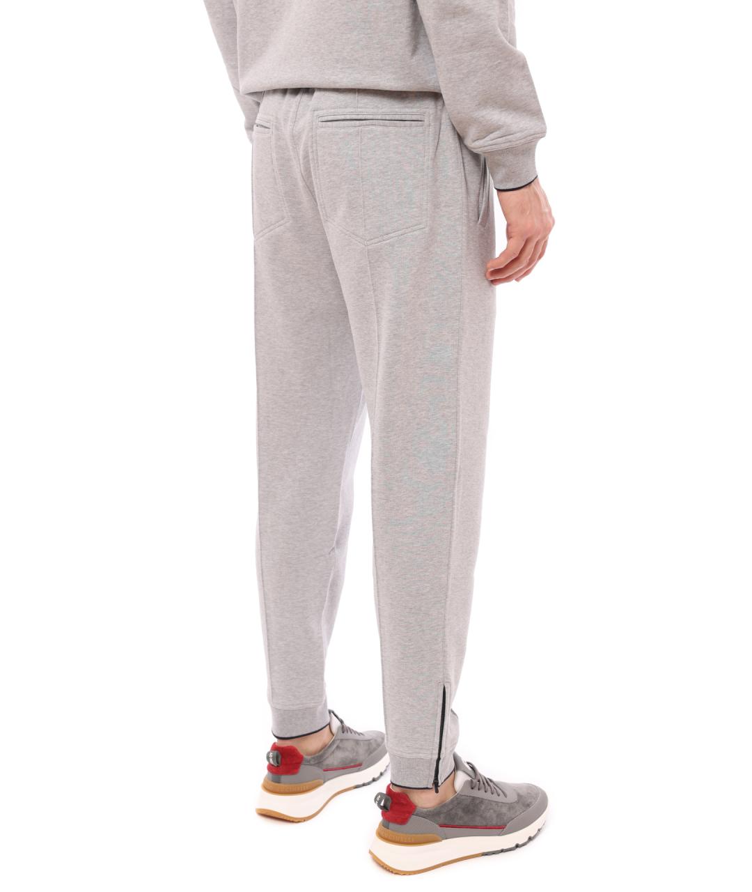 BRUNELLO CUCINELLI Серые хлопковые повседневные брюки, фото 4