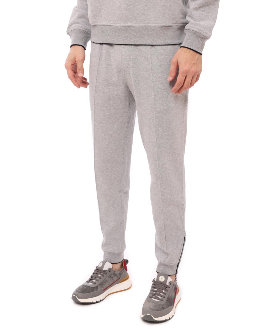 BRUNELLO CUCINELLI Серые хлопковые повседневные брюки, фото 3