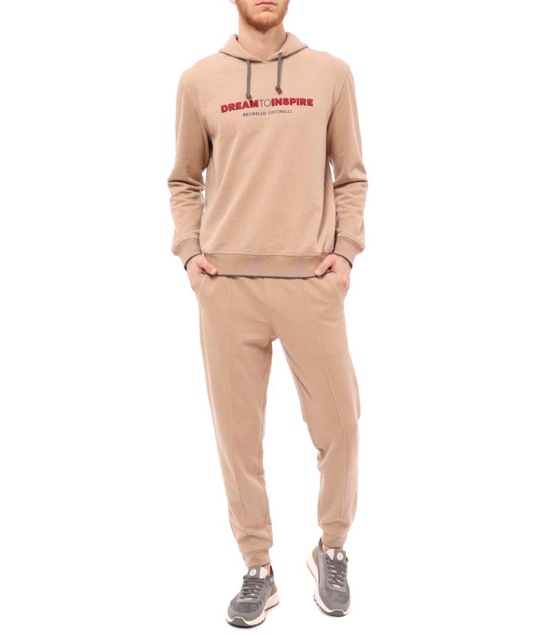 BRUNELLO CUCINELLI Бежевые хлопковые повседневные брюки, фото 2