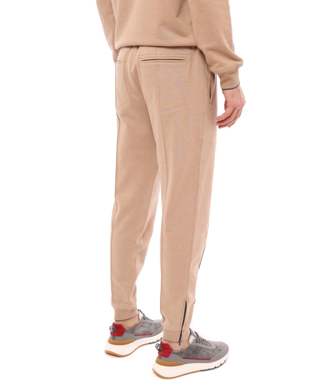 BRUNELLO CUCINELLI Бежевые хлопковые повседневные брюки, фото 4