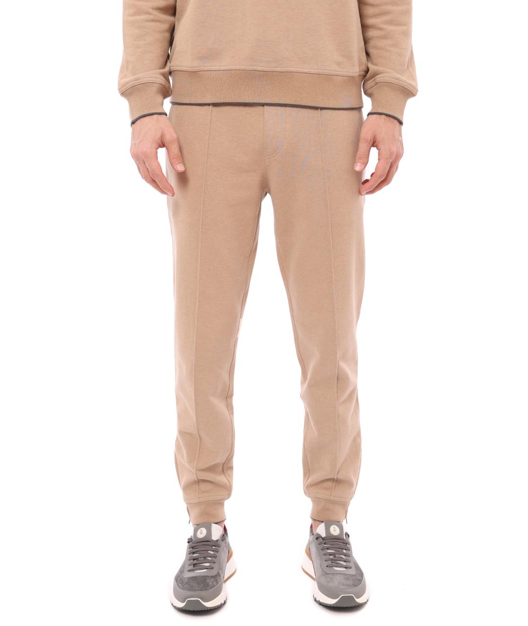 BRUNELLO CUCINELLI Бежевые хлопковые повседневные брюки, фото 1