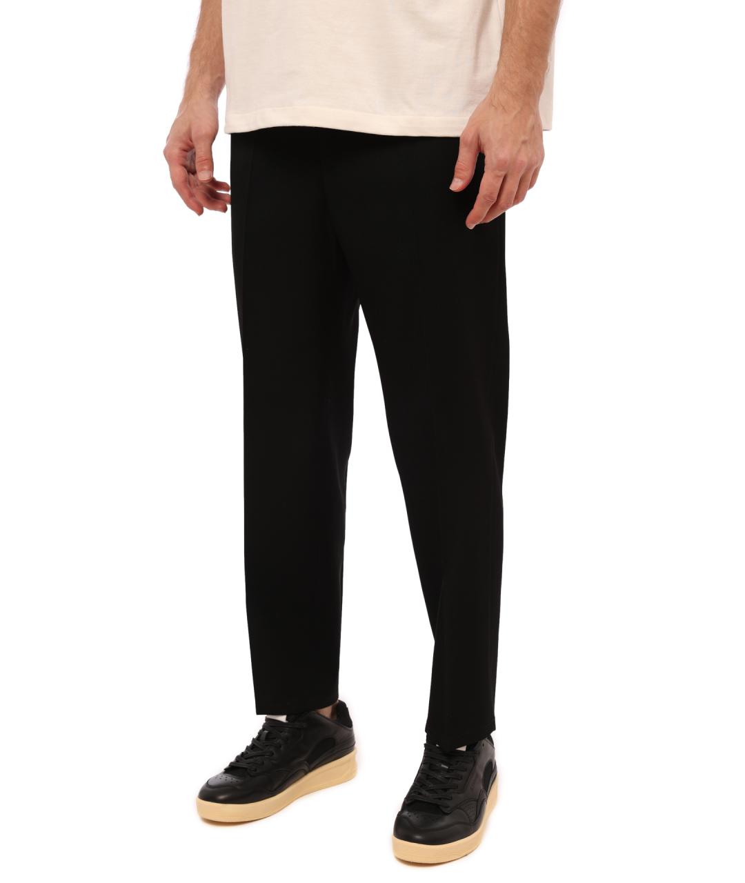 JIL SANDER Черные хлопковые повседневные брюки, фото 3