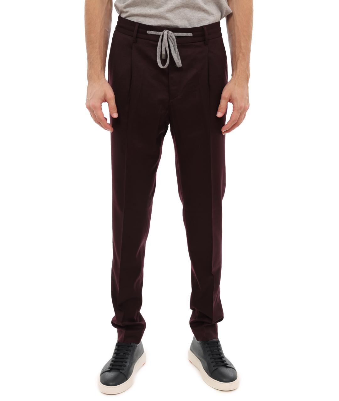 PESERICO Бордовые шерстяные повседневные брюки, фото 3