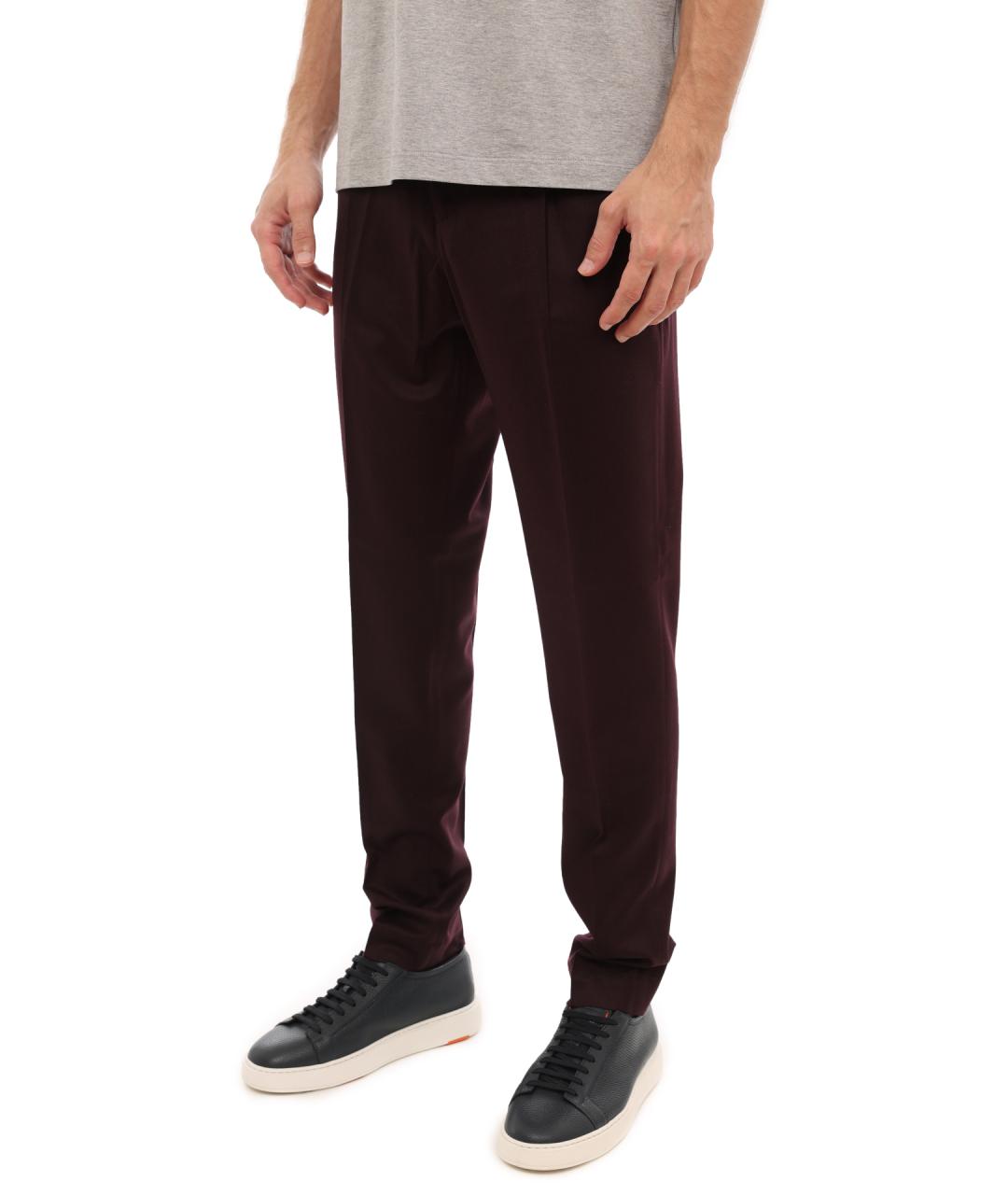 PESERICO Бордовые шерстяные повседневные брюки, фото 5