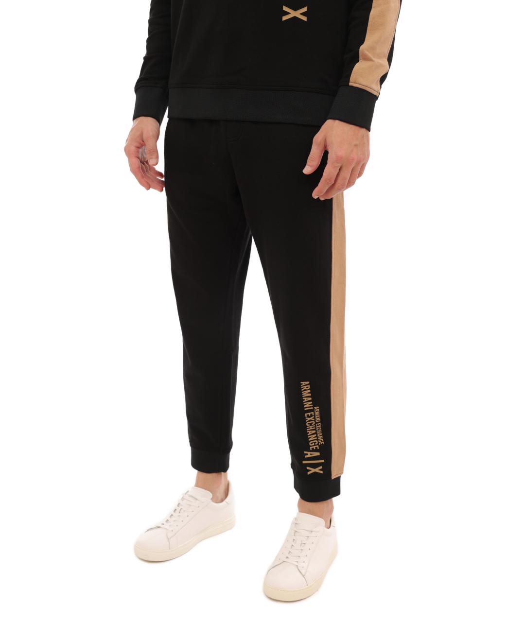 ARMANI EXCHANGE Черные хлопковые повседневные брюки, фото 3