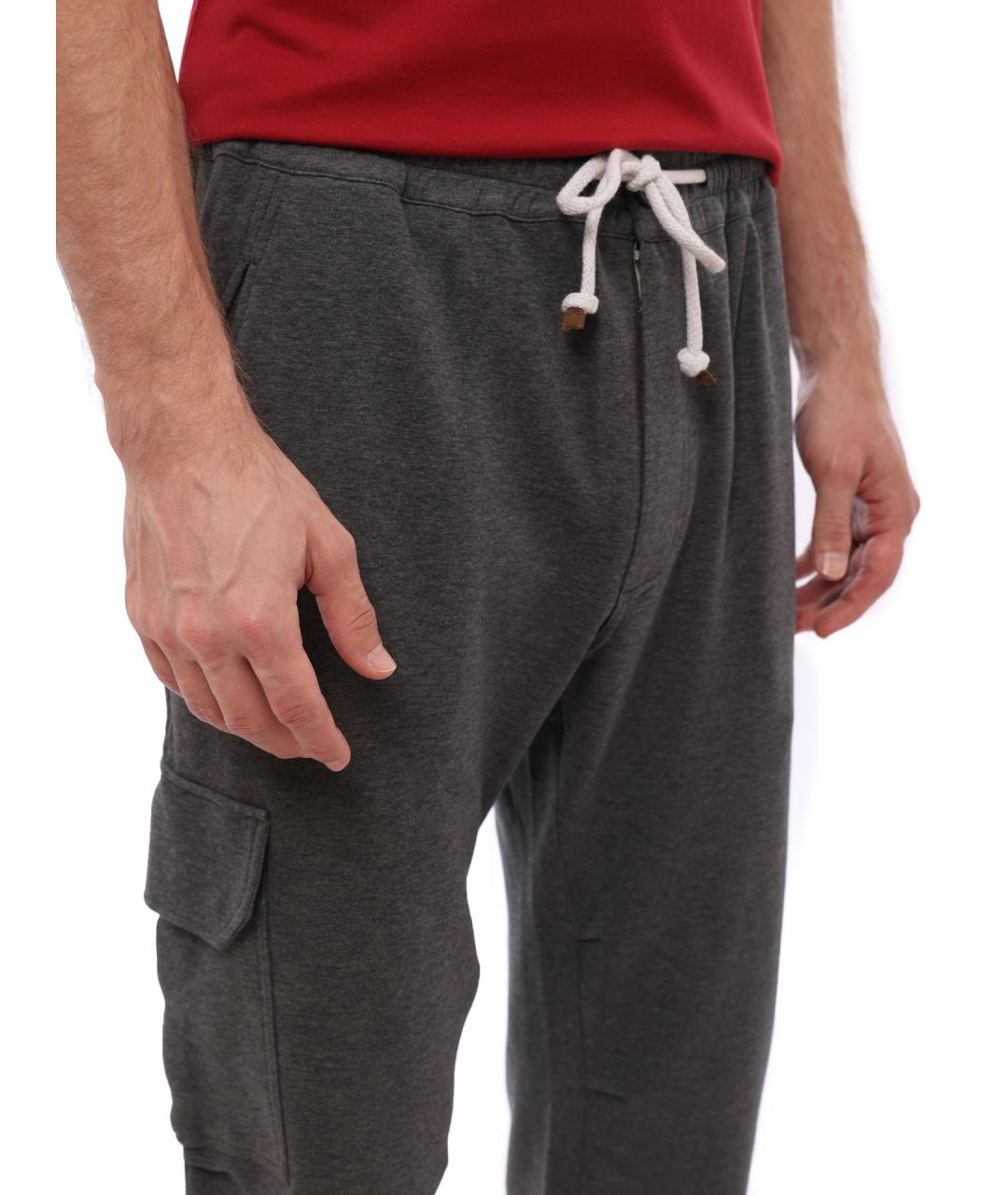 BRUNELLO CUCINELLI Серые хлопковые повседневные брюки, фото 6