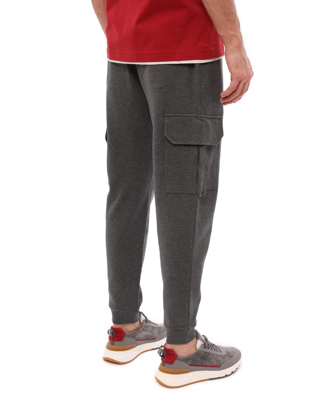 BRUNELLO CUCINELLI Серые хлопковые повседневные брюки, фото 5