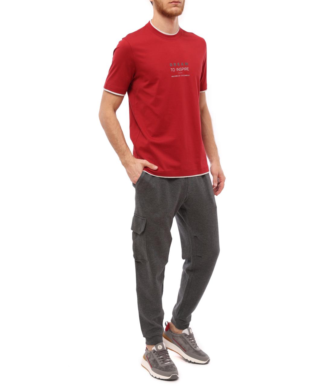 BRUNELLO CUCINELLI Серые хлопковые повседневные брюки, фото 2