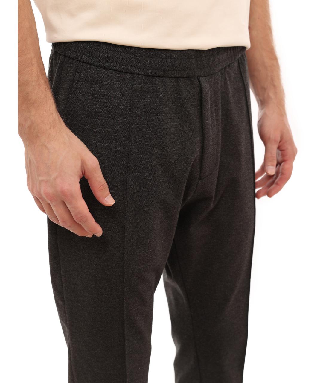 EMPORIO ARMANI Серые шерстяные повседневные брюки, фото 5