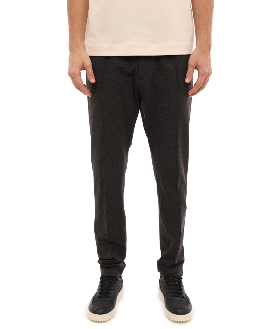 EMPORIO ARMANI Серые шерстяные повседневные брюки, фото 1