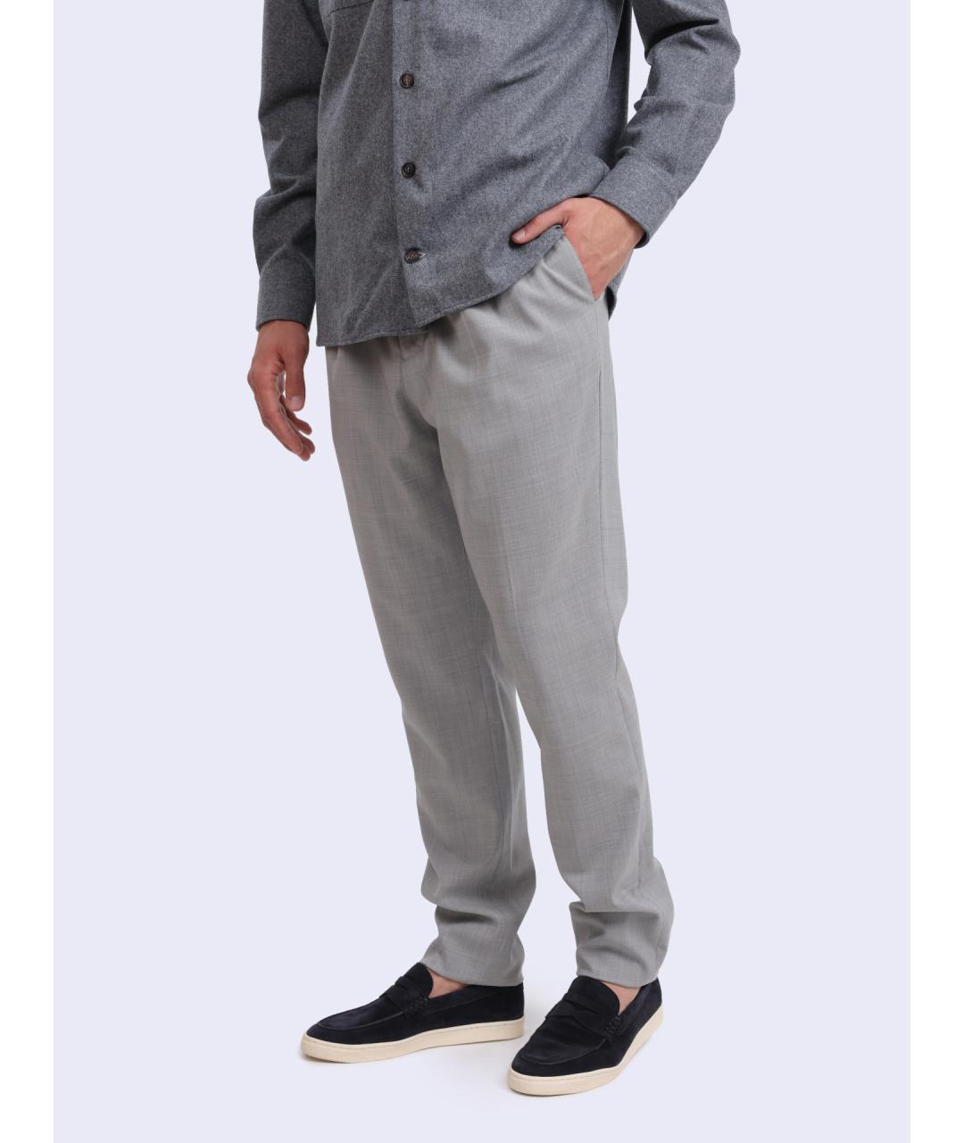 BRUNELLO CUCINELLI Серые шерстяные повседневные брюки, фото 3