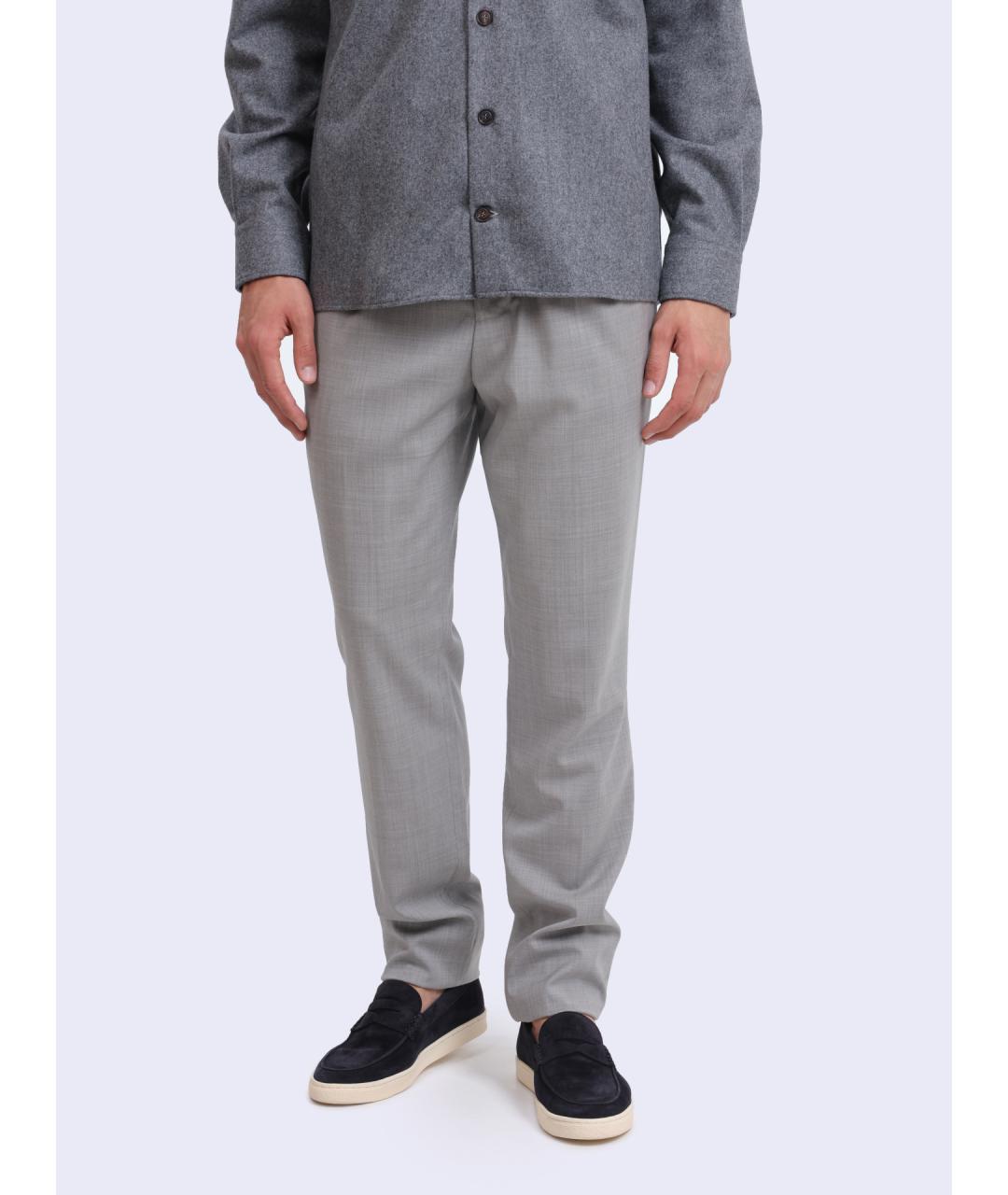 BRUNELLO CUCINELLI Серые шерстяные повседневные брюки, фото 6