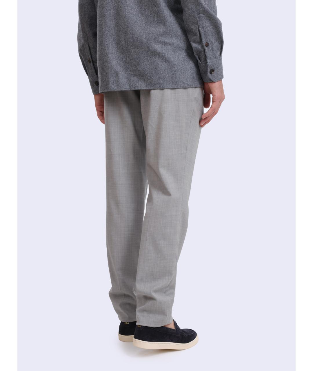 BRUNELLO CUCINELLI Серые шерстяные повседневные брюки, фото 5