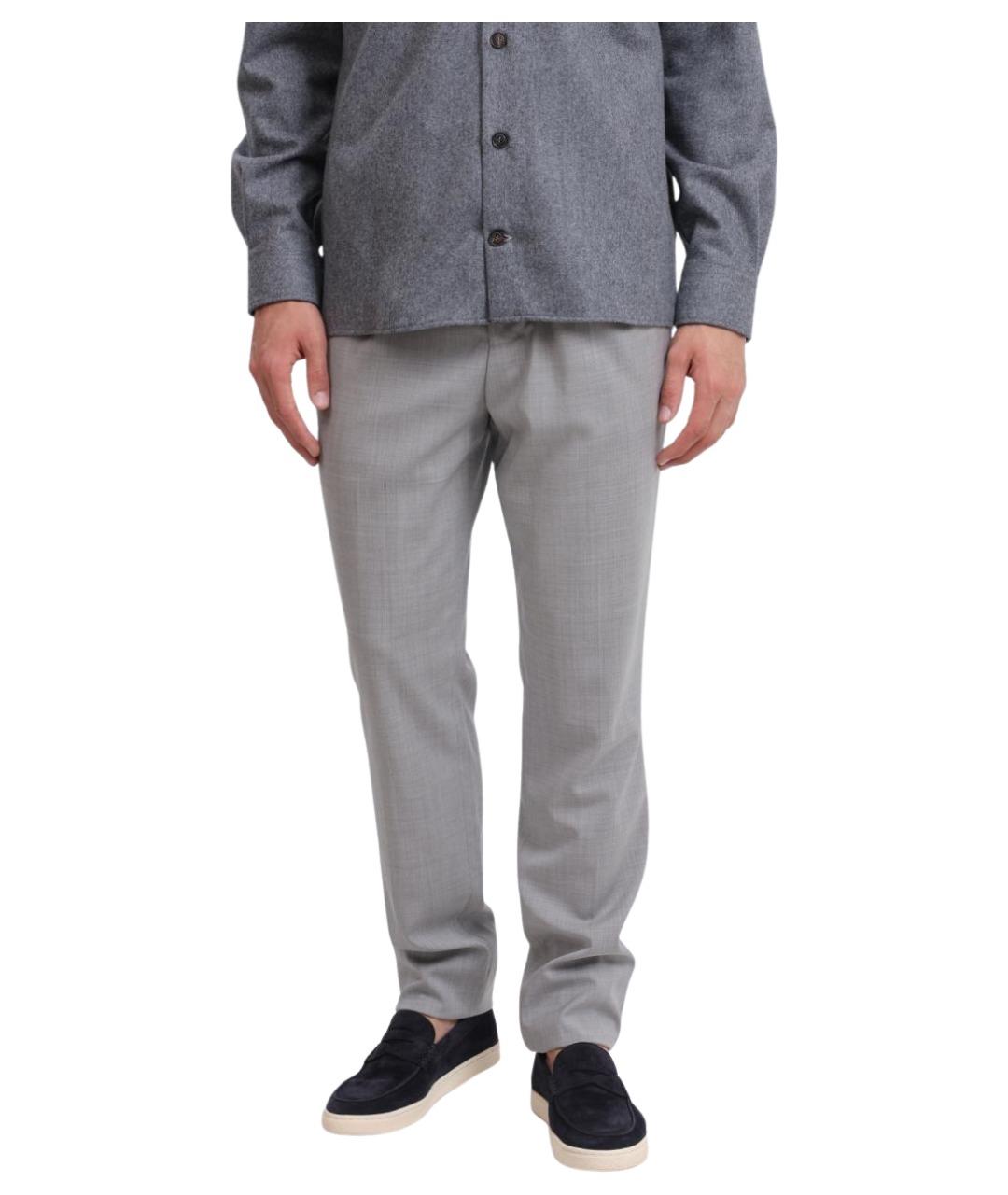 BRUNELLO CUCINELLI Серые шерстяные повседневные брюки, фото 1